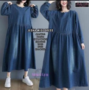 JESNA MIDI DRESS / MIDI DRESS JEANS WASH TERBARU