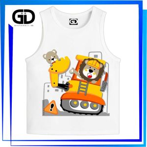 GDapparelco Construction Cars Sando for kids for boys 1-12 y/o pambahay Muscle Tank Top