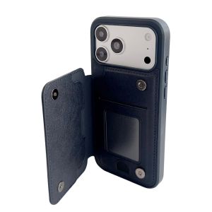 Magnetic Buckle Flip Card Slot Bag Wallet Leather Case For iPhone Air 17 16 15 14 13 12 Pro Max 11 Matte Protective Bumper Cover