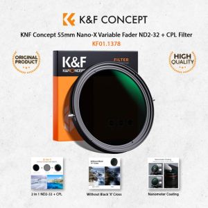 KNF Concept 55mm Lens Filter Nano-X Variable Fader ND2-32 + CPL Filter Camera