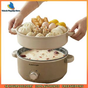 Vktech Electric Wok with Steamer and Non-Stick Coating for Healthy Meals and Quick Preparation