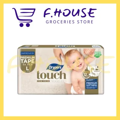 Drypers Touch Baby Diapers NB80/ S44/M40/ L34/ XL30/ XXL 24 (1 Pack)
