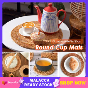 8-20cm Vietnam Rattan Handmade Cup Mat Round Woven Tea Table Plate Dish Bowl Pan Heat Insulation Placemats Dining Coffee Cup Tablemat | Cute Baby