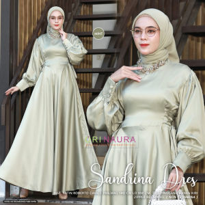 Sandrina Dress Gamis Lebaran Model Terbaru Simpel Elegan Gamis Satin Kondangan Bridesmaid Seragam Nikahan