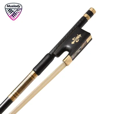 Muslady 4/4 Violin Fiddle Bow Sợi Carbon Tròn Dính Ebony Ếch Đuôi Ngựa Tóc Cân Bằng Tốt
