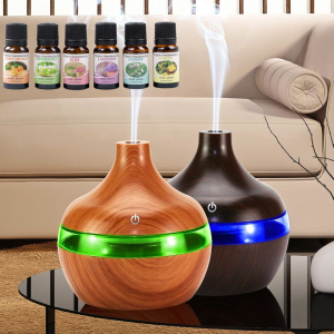 COD Taffware HUMI Air Humidifier Ruangan Aromatherapy 7 warna 300 ml + Minyak Essential 6in1 10ml
