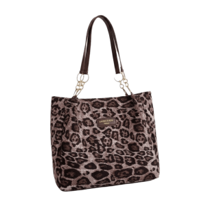 LIGHTER Brown Leopard Print Shoulder Bag Zipper Closure PU Leather Purse Casual Large Capacity Tote Bag Women