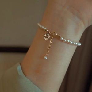 BESFOME Fashion Temperament Fortune Pearl Bracelet Good Luck Girl Simple Retro Bracelet