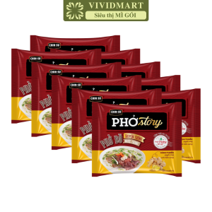 [SET 10 GÓI] - MASAN - Chin-su Phở Story (không thịt) 2 vị: Phở bò truyền thống nước trong Phở gà lá chanh (72-75g/gói)