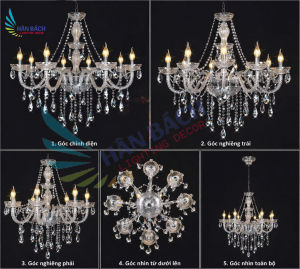 [VỪA RẺ - VỪA ĐẸP] ĐÈN CHÙM PHA LÊ NẾN TRONG SUỐT CAO CẤP 12 TAY TRANG TRÍ PHÒNG KHÁCH SẢNH CƯỚIPHÒNG NGỦ MÁI VÒM