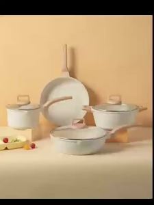 4pcs non stick pot set with lid frying pan stewing pot suitable for all stoves and cookware