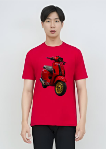 Kaos Pria Model Terkini Trending Motif 3D Bahan katun 24ss Vespa Super Red H0678