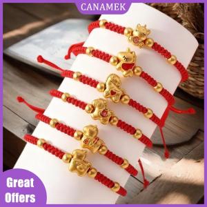 CANAMEK✨ Weaving Red Rope Lucky Bracelet For Year Of The Horse Braided Rope Bracelet Beads Bracelet Jewelry Accessories New Year Gifts