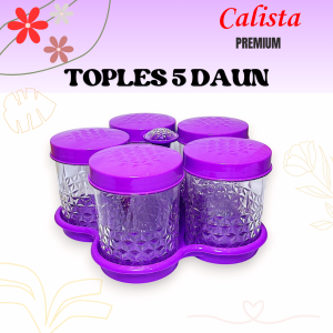 Toples Calista Premium 5 Daun Bunga Toples Kue Kering snack Akrilik Set Toples Makanan