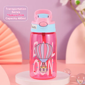 480ML Drinking Bottle with Straw Water Bottle Tumbler Drinking Bottle Toddler School Office Outdoor Portable Water Tumbler