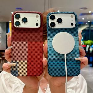Frameless For Magsafe Carbon Fiber Texture Phone Case For iPhone 17 Air 16 15 14 Plus 13 Pro Max Wireless Charge Magnetic Cover