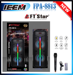 FT STAR FPA-8813 8.5inch X 2 Big Karaoke Trolley Party Bluetooth Tws Speaker With Wire Microphone