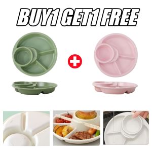 【BUY 2 TAKE 1】Breakfast Plate Divided Portable Barbecue Picnic Tray Portion Control Plate For Healthy Eating For Adults Kids Dinner Plate