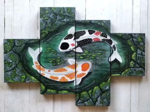Lukisan Hiasan Dinding Rumah Motif Koi