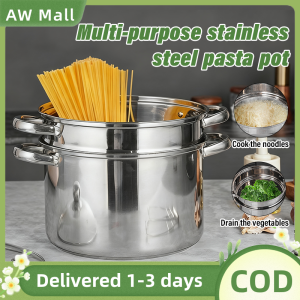 Multifunction Deep Fryer Stainless Steel Thick Noodle Pot Soup Steamer with Handle Deep Draining Basket for Kitchen Use