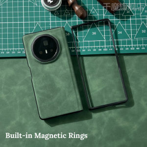 Luxury PU Sheepskin Leather Case for Honor Magic V3 Fold Built-in Magnetic Rings Shockproof Full-Body Slim Soft Phone Casing Accessories for Huawei MagicV3