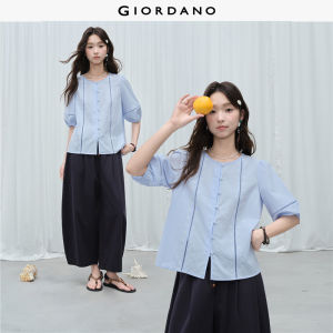 Giordano Women Embroidered eyelet detail lantern sleeve blouse​ Free Shipping 18346316