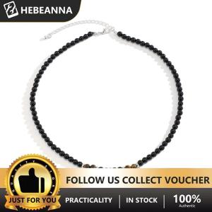 hebeanna สร้อยคอลูกปัดสีดำพร้อมจี้สี่เหลี่ยมสำหรับผู้ชายเครื่องประดับอินเทรนด์เครื่องประดับตกแต่งของขวัญสำหรับผู้ชาย