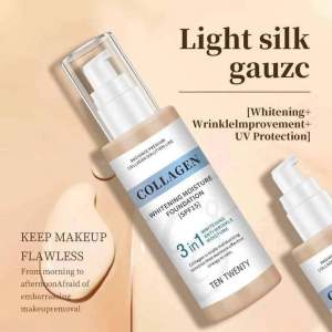 TEN TWENTY 3in1 Collagen Foundation SPF15 Whitening Moisturizer Longlasting Natural Finish Fair Glow