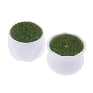 LEI 5Pcs Flower Pot Round Planters With Artificial Lawn Vase White Plastic Thick Plants Flower Pot Home Garden Decorations