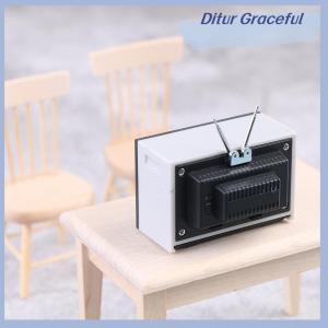 Ditur Đồ trang trí mini retro TV đồ chơi nhà búp bê đồ trang trí thu nhỏ