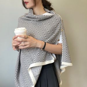 HEFEI Ấm áp Khăn choàng Pashmina Dày có nút Áo len khăn choàng Thường ngày Áo choàng dày dệt ấm áp Mùa thu mùa đông