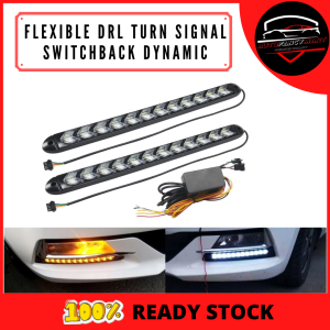 Universal Car Motorcycle LED Flexible DRL Daytime Running Light Turn Signal White Amber Switchback Dynamic