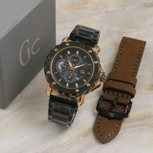 Paket Box Exclusive + Tali Kulit / Jam Tangan GC Chrono VA-931SAR / Jam Tangan Fashion Pria Tali Rantai Diameter 42cm