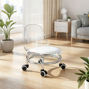 360° Universal Wheel Small Stool Metal Base Household Stool Pedicure Stool Toddler Stool Portable Durable Rotating Stool