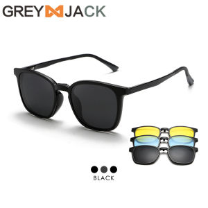 Grey Jack Kacamata Clip On 4in1 Model Semi Kotak Ringan Bahan TR90 Fashion Pria dan Wanita Bisa Minus Antiradiasi Blueray Photocromic 6206