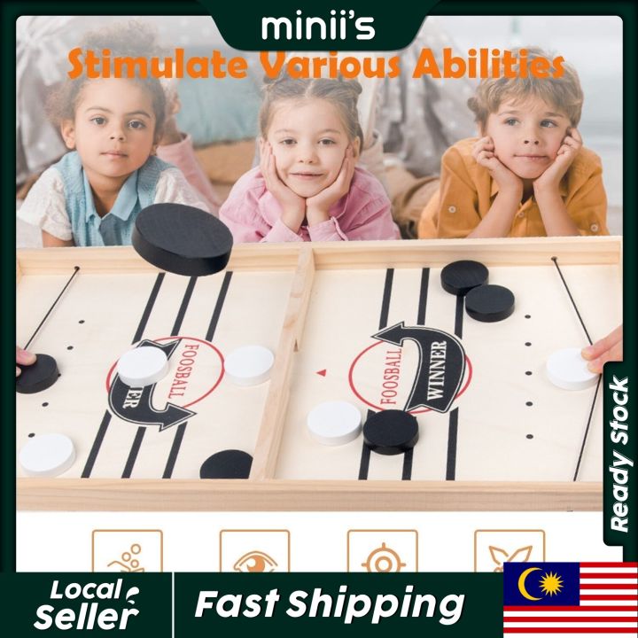 Miniis Sling Puck Game Foosball Winner Board Game, Wooden Hockey Table