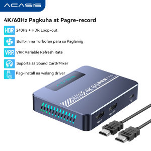 ACASIS 4K60 HDR HDMI 2.1 Game Capture Card - 4K Pass-Through & Recording HDR/VRR Support USB 3.0 Live Streaming for PC/PS5/Xbox - Silent Cooling 3.5mm Audio Mix RGB Lighting for Twitch/YouTube