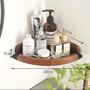 Walnut Wood Black Bathroom Hardware Set: Bathroom towel rack toilet paper holder towel bar shelf bathroom accessories.