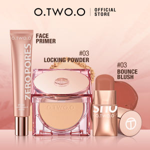 O.TWO.O 3pcs Makeup Set Invisible Pore Soft Focus Makeup Primer Waterproof Compact Powder Blush Cream Stick