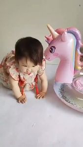 Kids Swimming Ring Rainbow Unicorn  Inflatable Pool Float Beach Toy Summer Swim Ring for Toddlers
