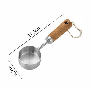YESPERY 1/2Pcs Wooden Handle Stainless Steel Measuring Cups Spoons Baking Tools Coffee Measuring Spoon Bartending Scale Accessories