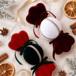 YERZ Soft Fabric Christmas Tree Candy Pendant Integrated Decorative Xmas Candy Ornament Holiday Bauble Bow DIY Christmas Tree Hanging Christmas Tree