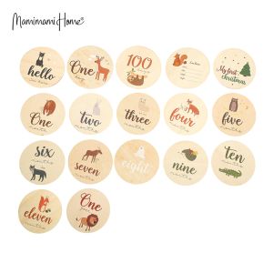 Mamimami Home Baby Wooden Milestone Discs Monthly Milestone Photo Cards Newborn Christmas Gift