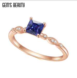 Gems Beauty Lab Alexandrite Engagement Rings Rose Gold Filled 925 Sterling Silver Wedding Bands Ring Prong Setting Fine Jewelry