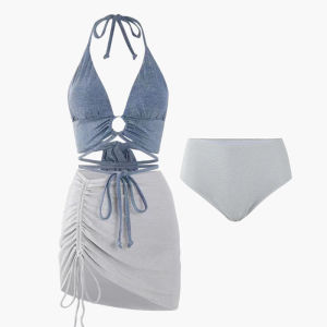 IEAGO Original New Bikini Set Womens Cover Up Swimsuit Bikinis High Waisted Beachwear Fashion Female Bathing Suit