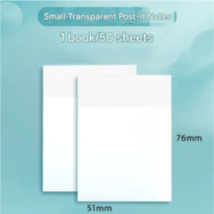 Transparent Sticky Notes 50 Sheets Repositionable No Residue Waterproof Clear Memo Pad School Office