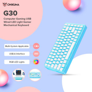 Onikuma G30 Wired Gaming Mechanical Keyboard 75% RGB Light Up Backlit PC Computer Gamer Gaming Keyboard Gaming Mechanical Keyboard USB Wired Keyboard with 84 Keys Gaming Keyboards Game Wired Keyboard