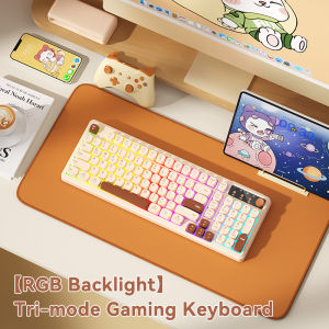 BOW K520 Series Gaming Keyboard Cool RGB Backlight Rechargeable Ergonomic Three-mode Bluetooth Wireless Keyboards with Volume Button 键盘