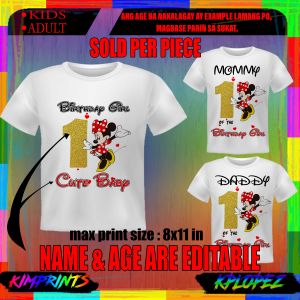 MINNIE MOUSE DESIGN 2 PERSONALIZED GIRLS BIRTHDAY T-SHIRT DESIGN CUSTOMIZED DESIGN IN TSHIRT WITH NAME SUBLIMATION PRINT WHITE SHIRT