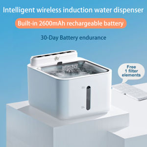 Wireless Cat Stainless Steel Water Fountain 3L Battery Operated with Water Level Window